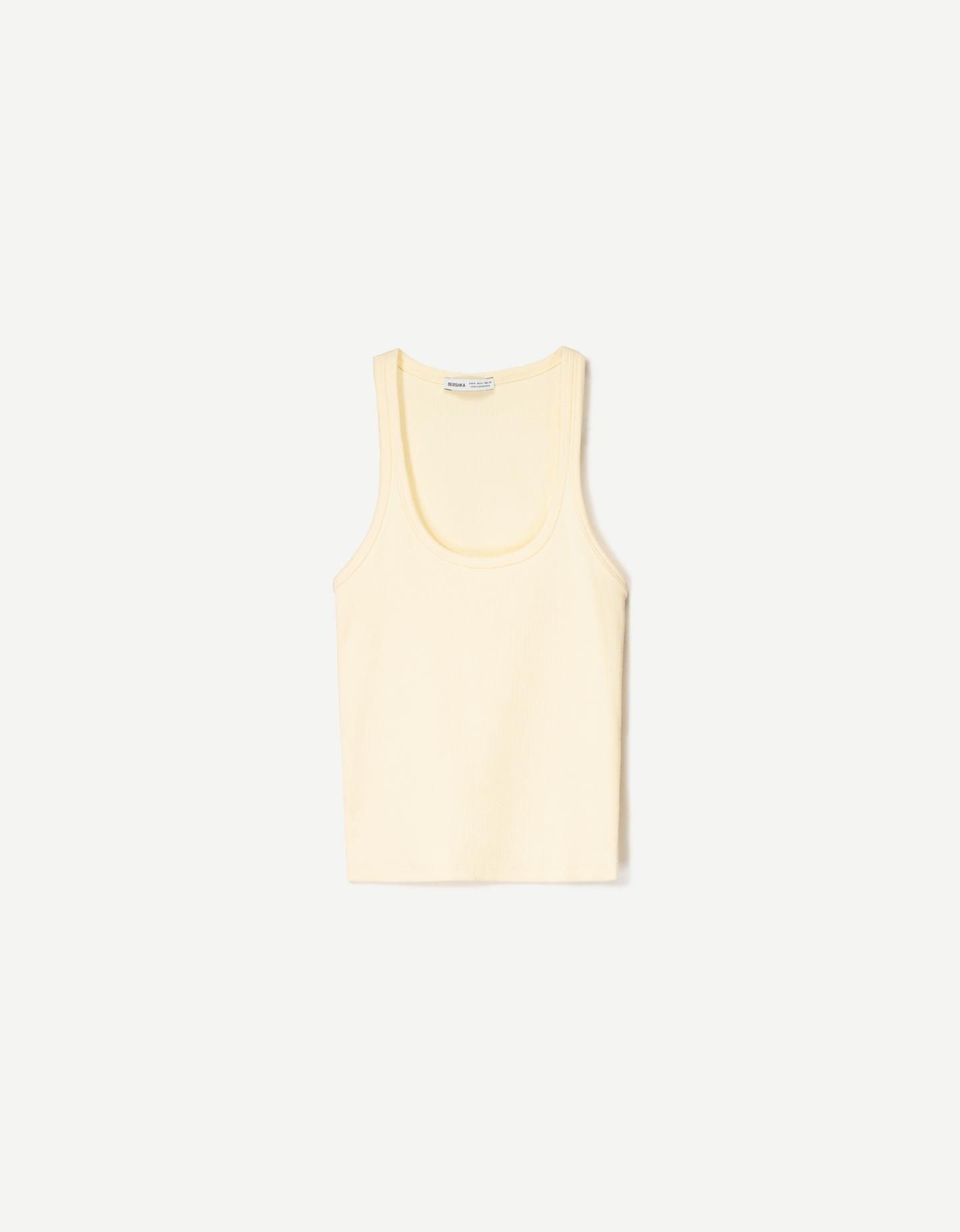 Bershka Ärmelloses Shirt Mit Patentmuster Damen M Gelb