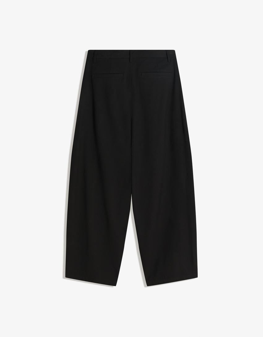 Pantalón balloon tailoring pinzas-Negro