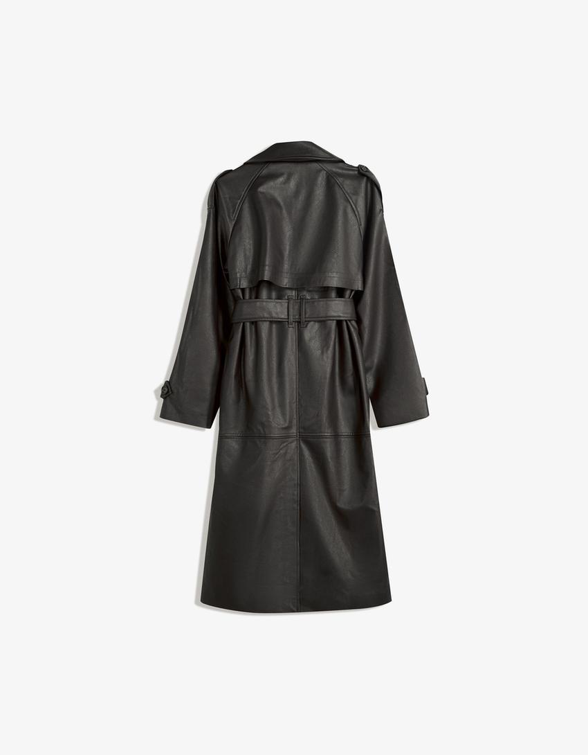 Sobretudo trench polipele-Preto
