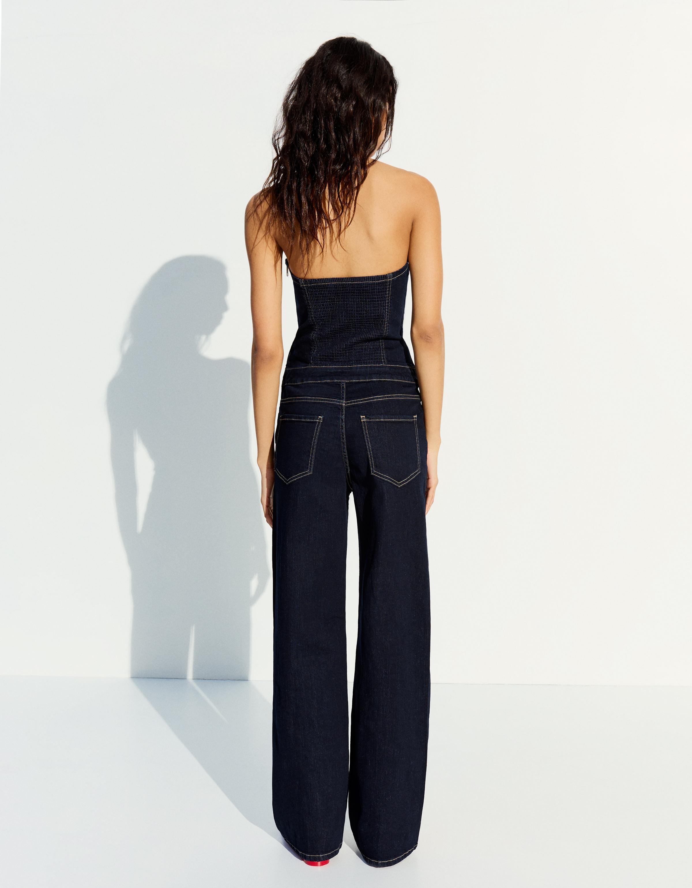 Uzun denim tulum - Görsel 15