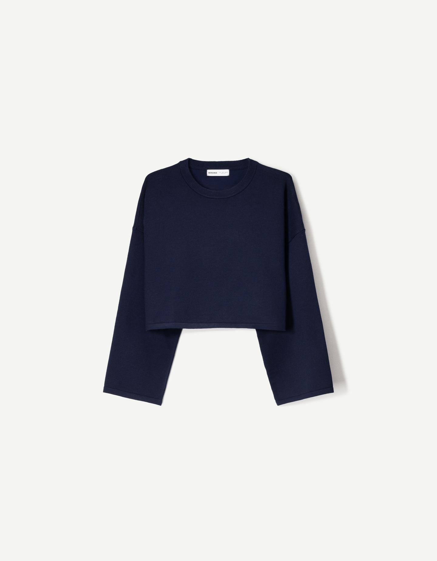 Bershka Krótki Sweter Kobieta M Niebieski