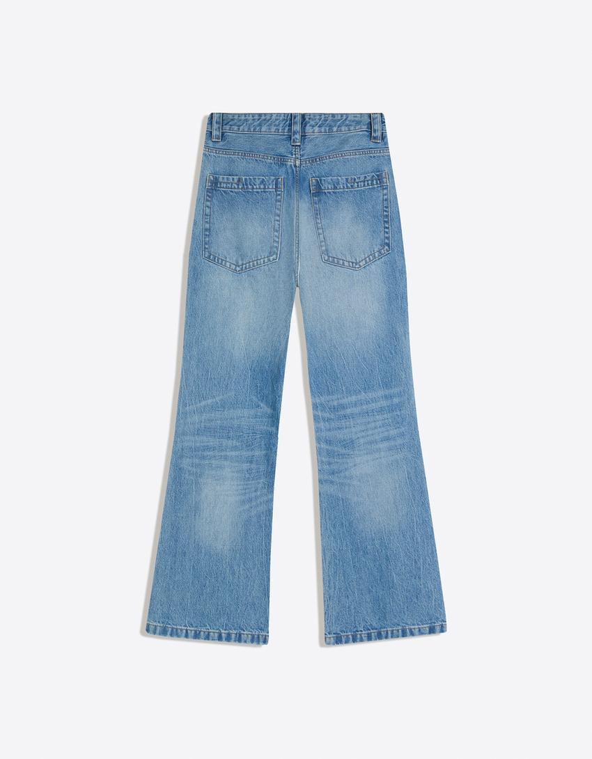 Jeans baggy fit campana-Azzurro Lavato