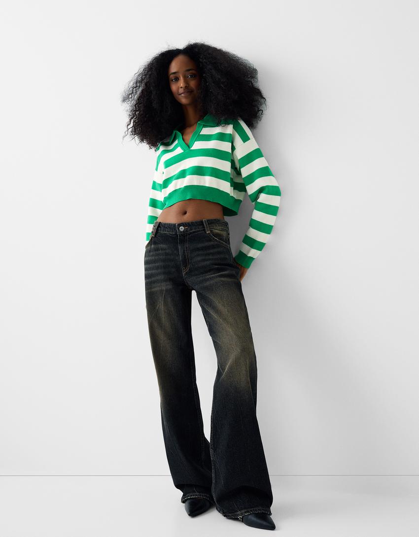 سويتر بياقة بولو وخطوط-أخضر-3