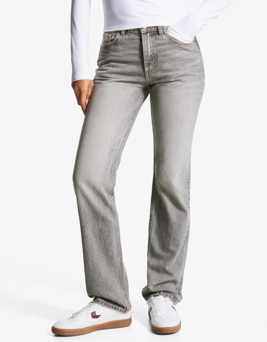Straight fit jeans-Grijs