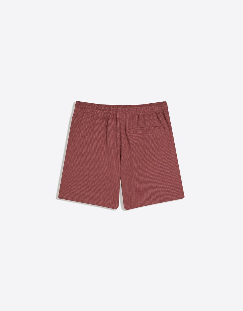 Sweatstof bermuda met textuur-Granaat