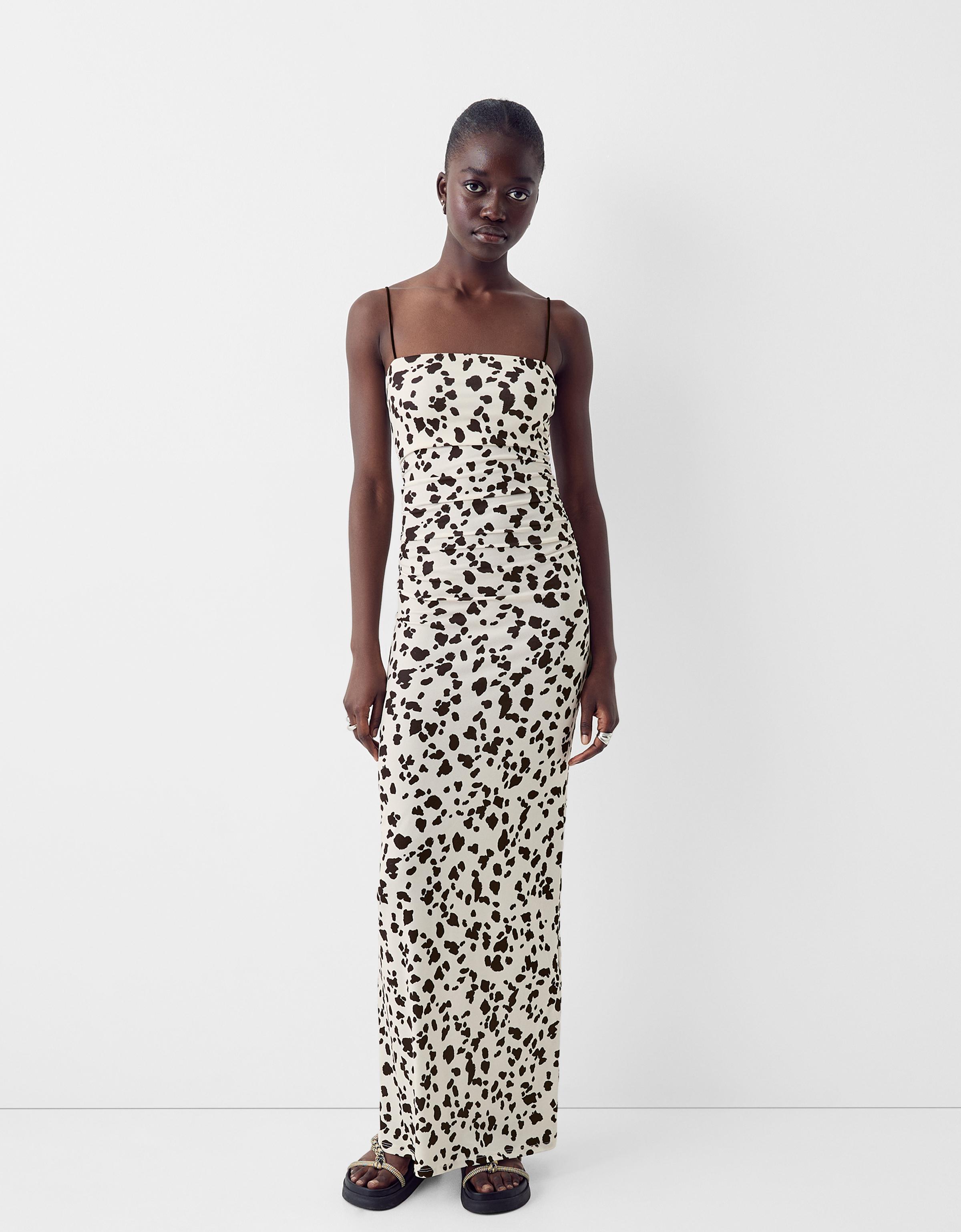 Animal print midi dress Dresses BSK Teen Bershka