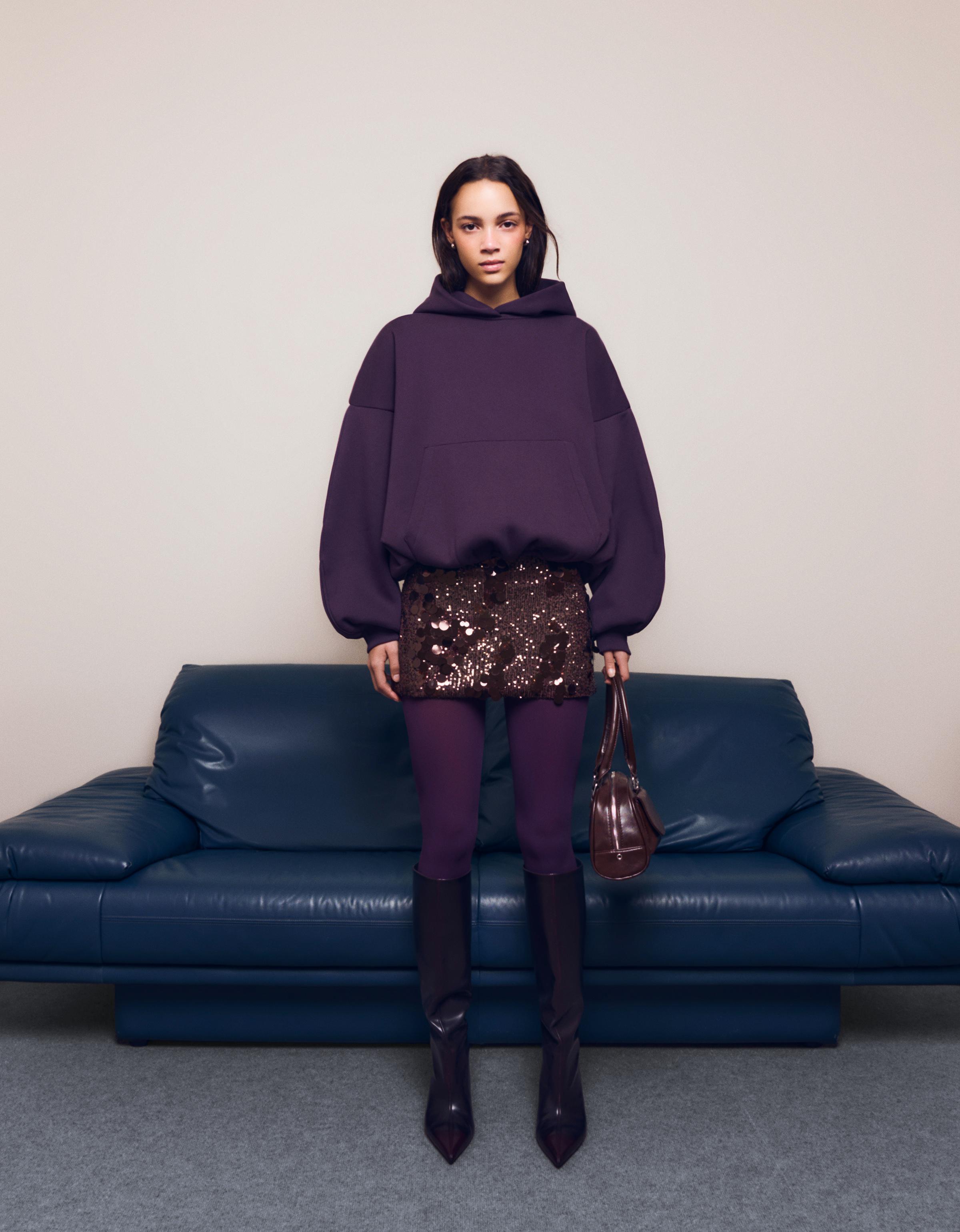 Bershka Minirock Mit Pailletten Damen L Braun