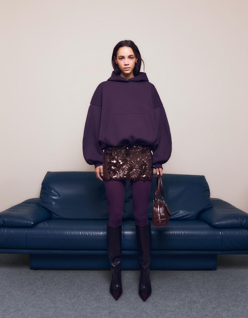 Gonna mini di paillette-Marrone