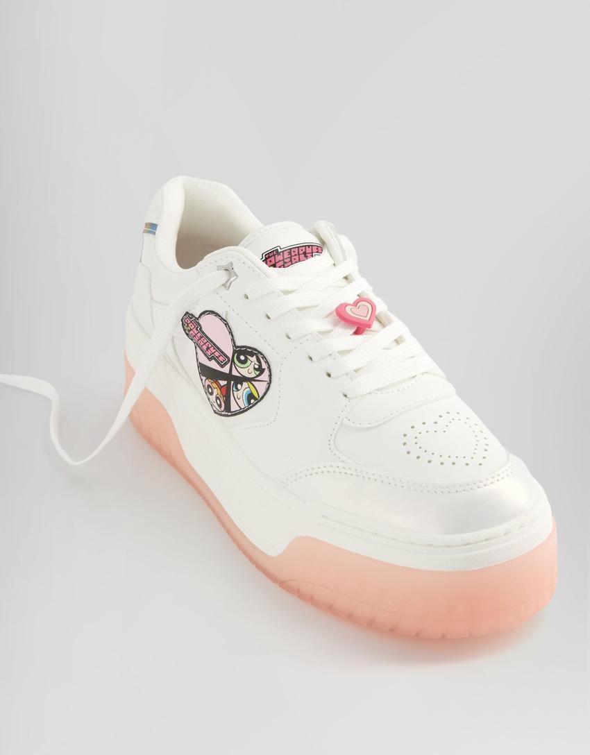 حذاء رياضي بنعل عالٍ وطبعة Powerpuff Girls-متعدد الألوان