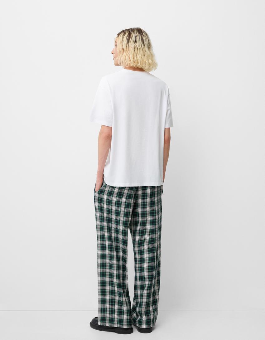 Calças direitas aos quadrados-Verde-4