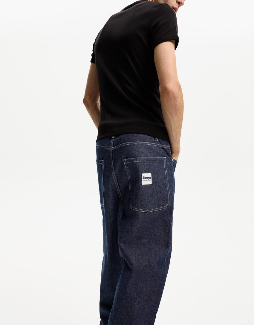 Loose-fit baggy jeans-Navy-2