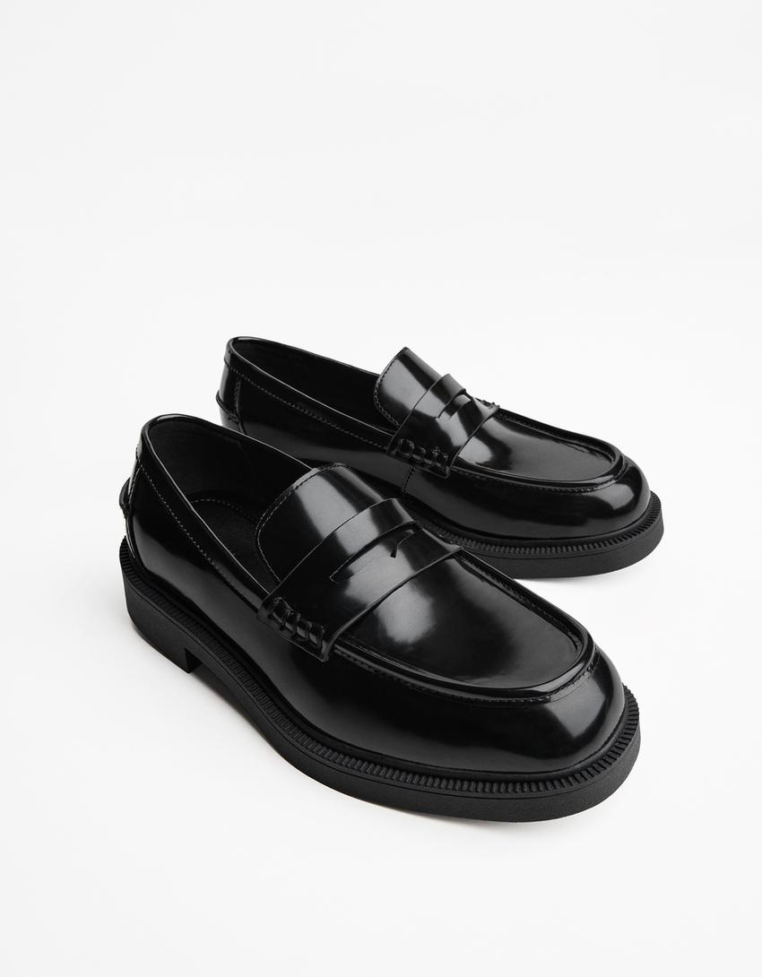Loafers with square toe-BLACK-1