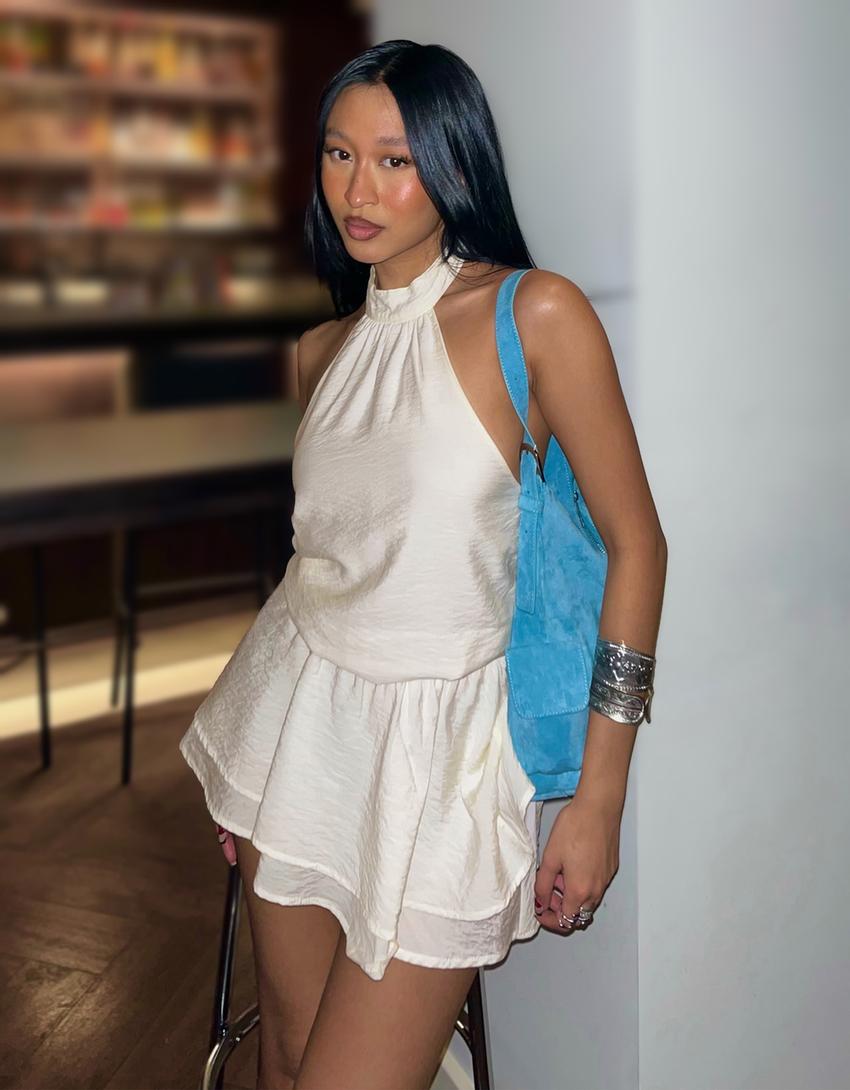 Mini-Kleid mit Tupfen-Rohweiß