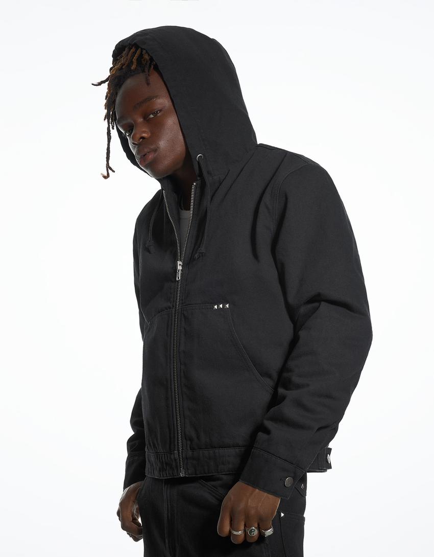 ARIES X BERSHKA kapüşonlu ceket-Siyah