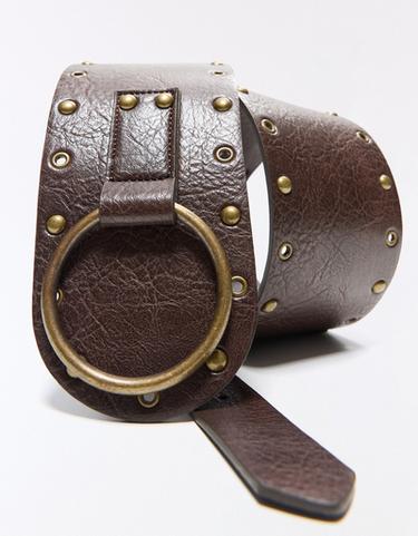 Studded buckle belt — Brown 2