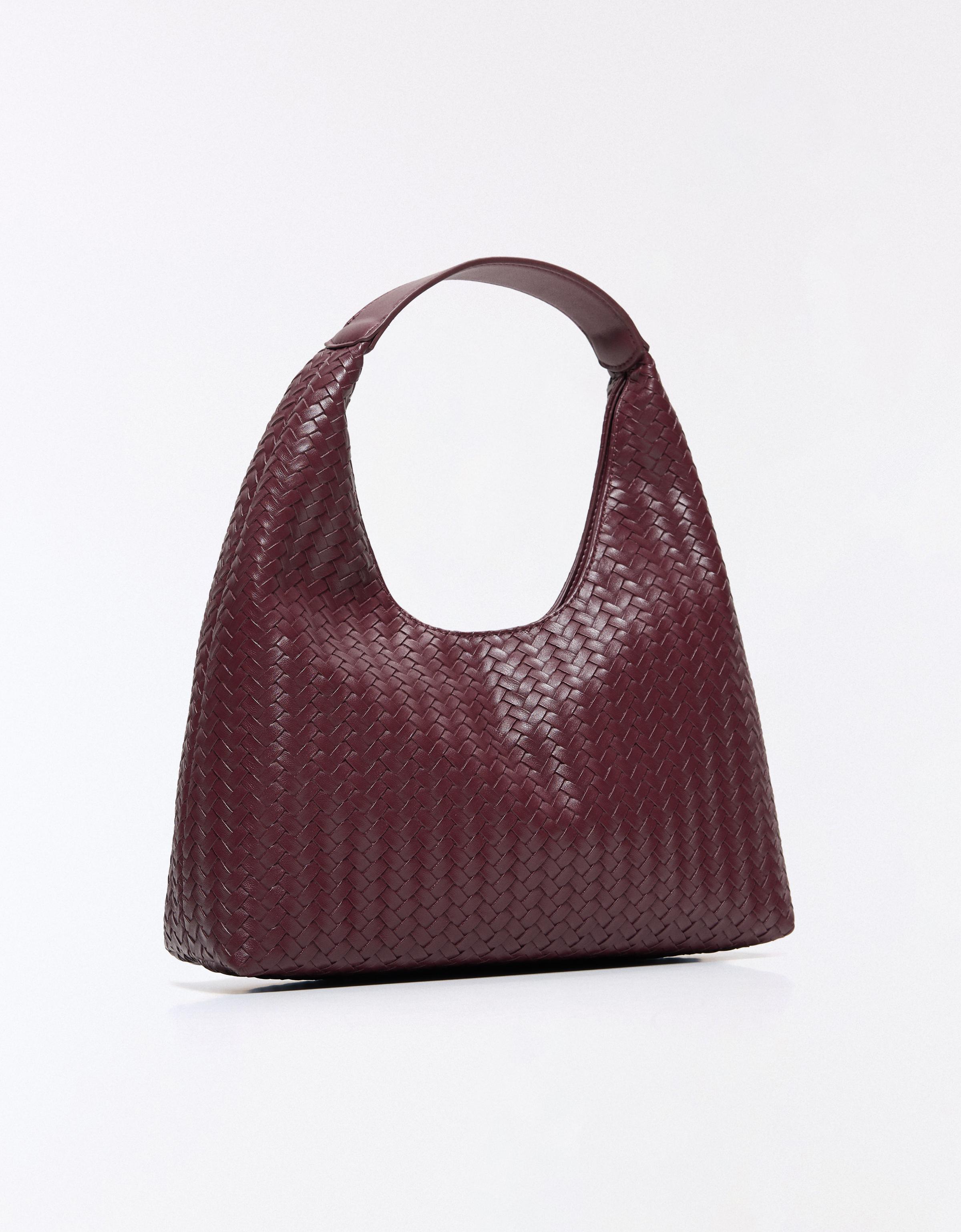 Woven bucket bag — Burgundy