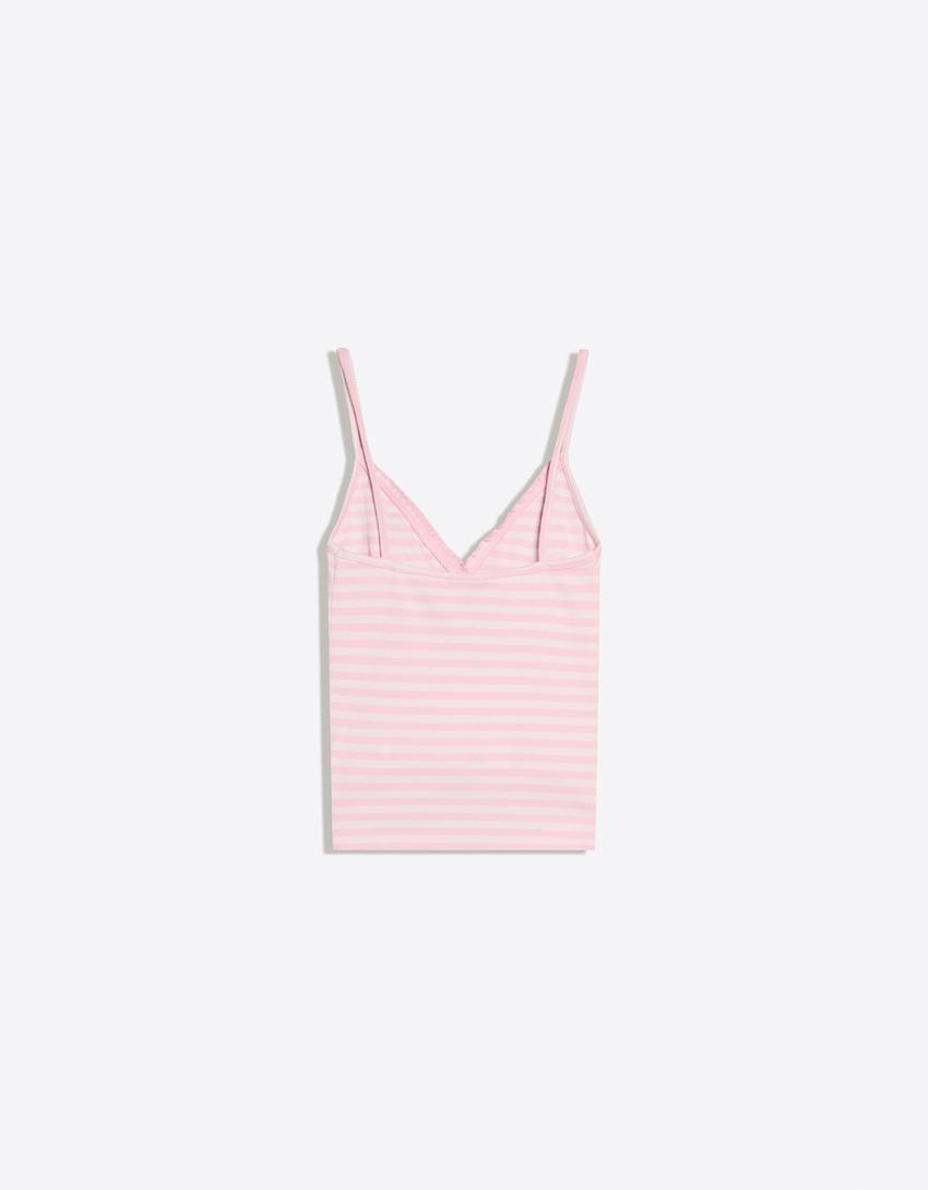 Ruched strappy top-Pink