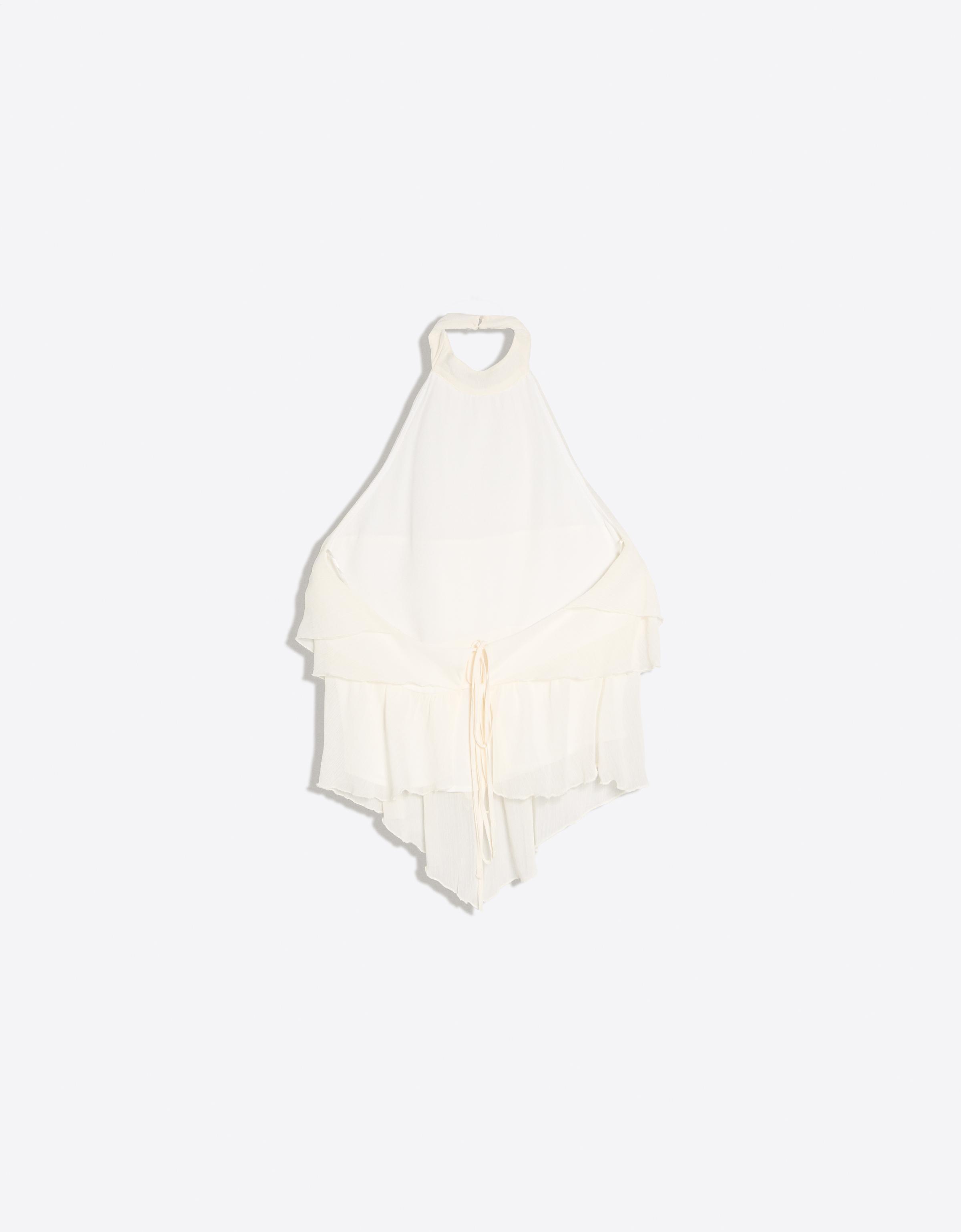 Ruffle halter neck top — Cream