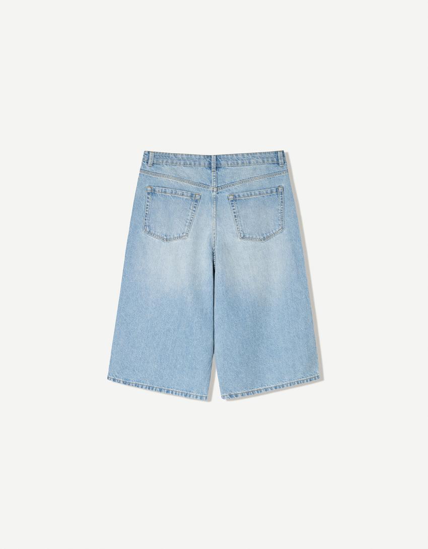 Denimbermudas baggy-Ljusblå