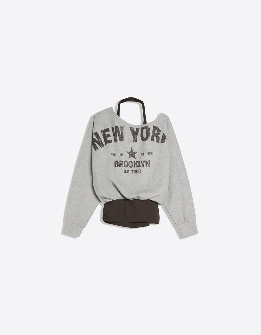 Sweter halter asimetris-Abu-abu