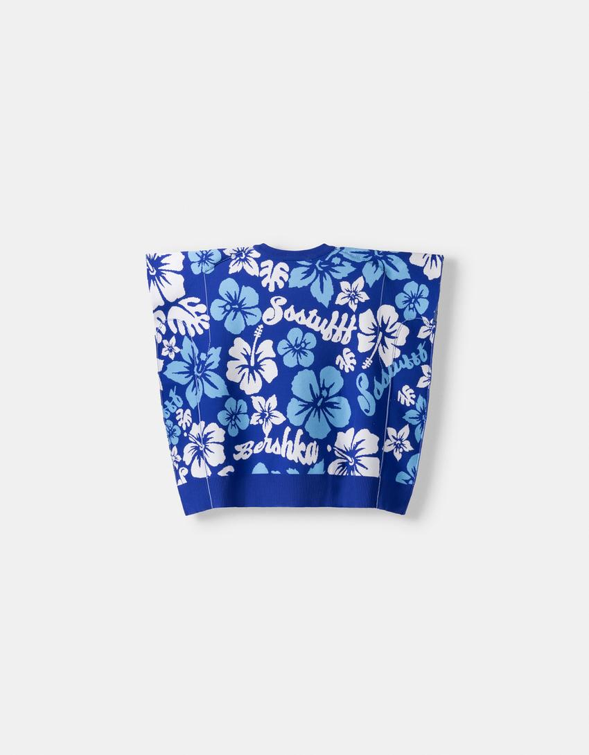 Gilet sans manches BERSSSHKA X SSSTUFFF amovible fleurs-Bleu-3