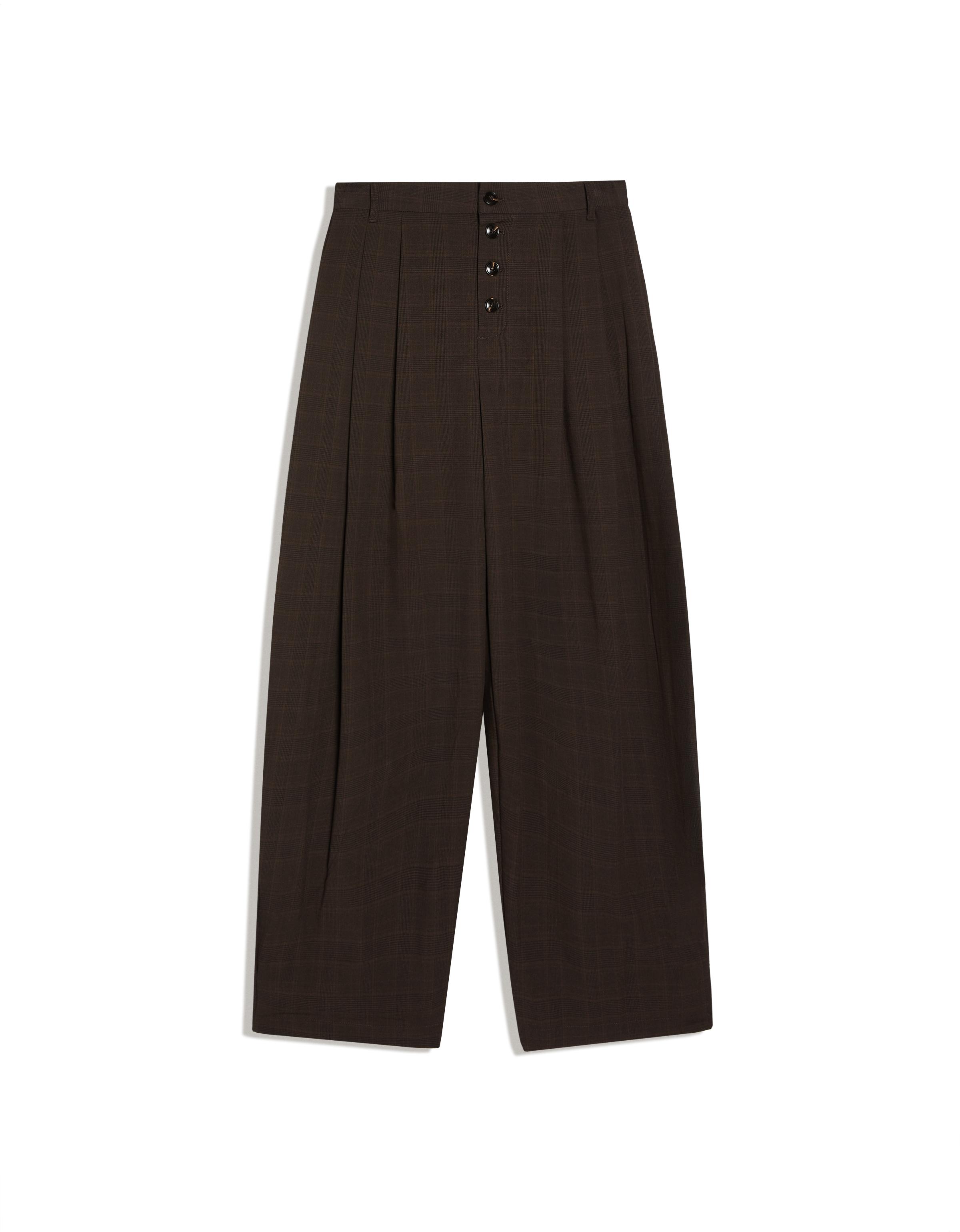 Side-pleat trousers — Brown