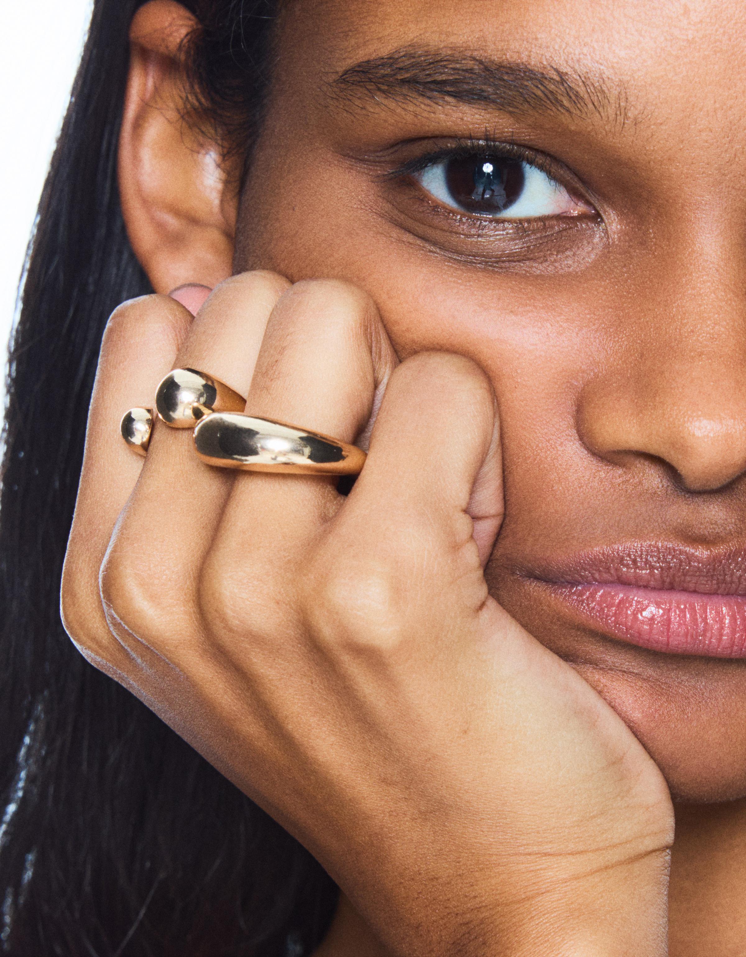 Bershka 3er-Pack Ringe Damen M Gold