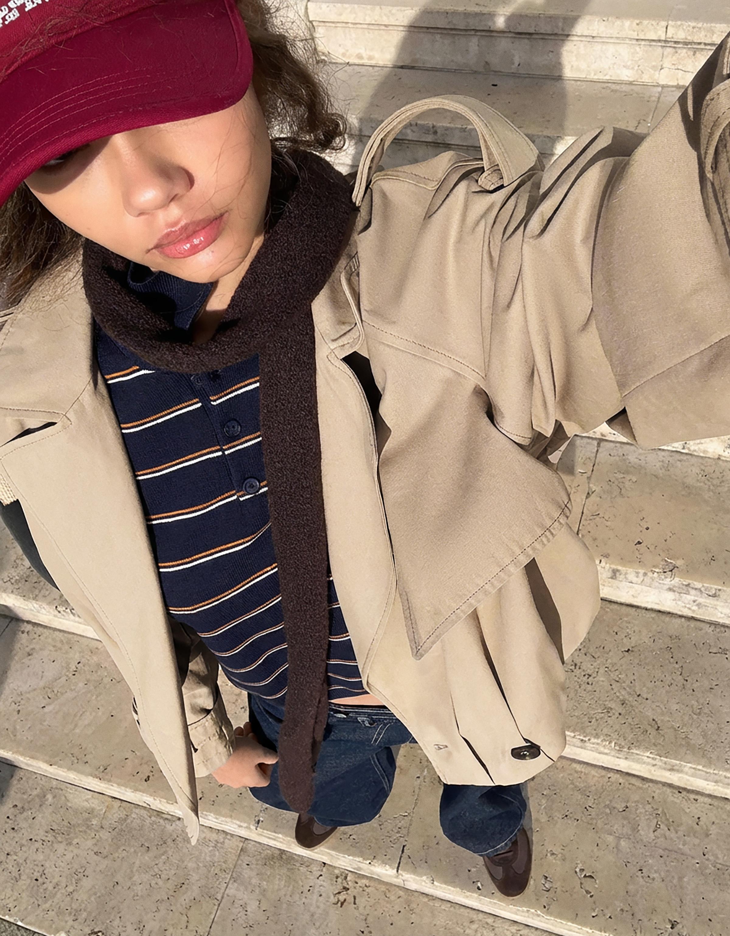 Balloon effect cropped trench coat — Camel