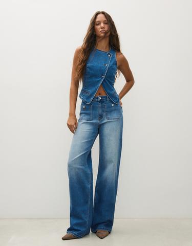 Button-up denim waistcoat — Light blue 3