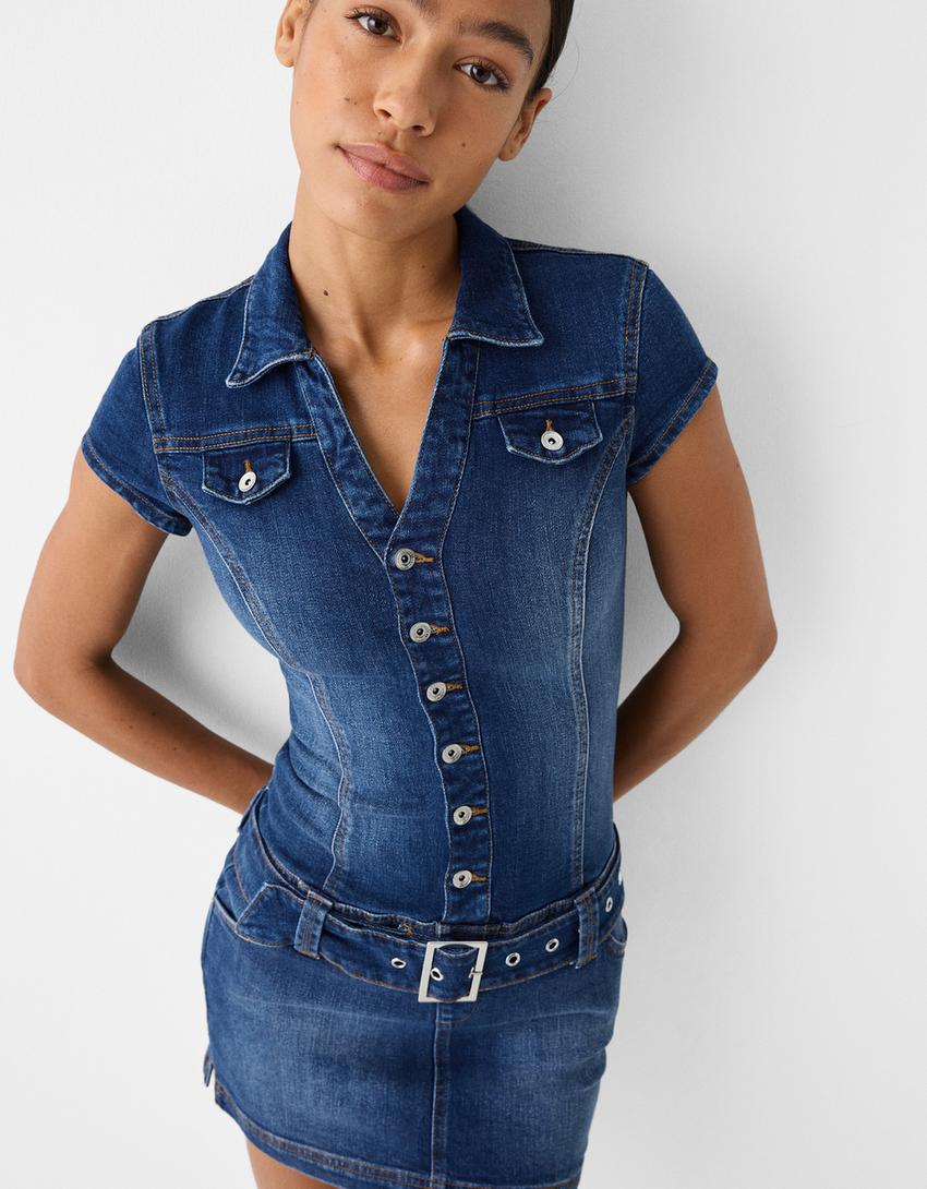 Vestido mini denim-Azul lavado-2