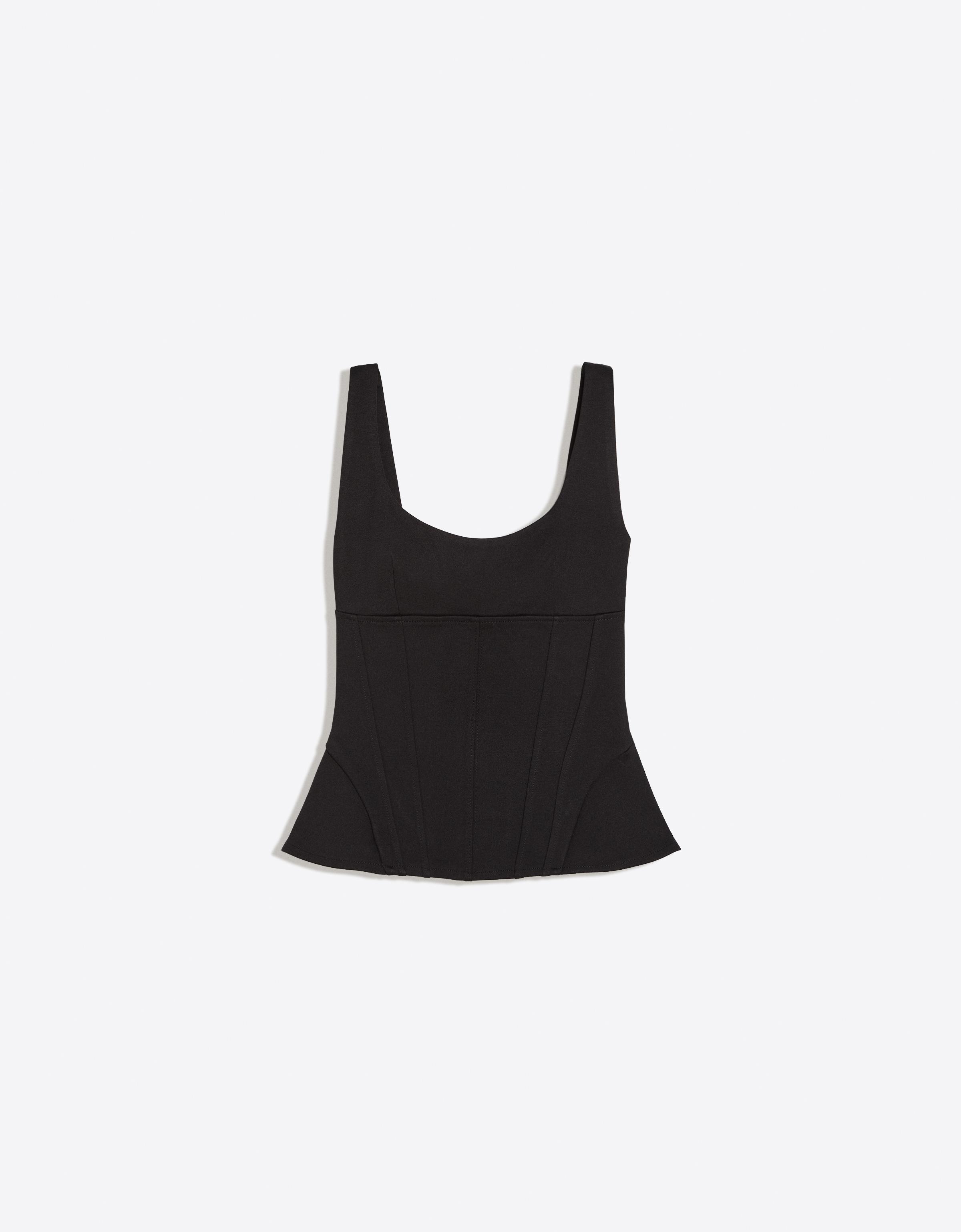 Structured tie-back top — Black