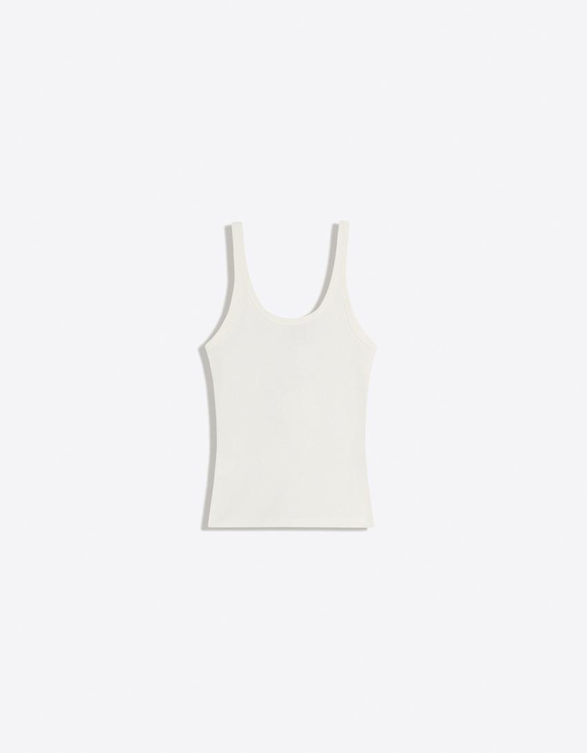 Rib vest top-Off white