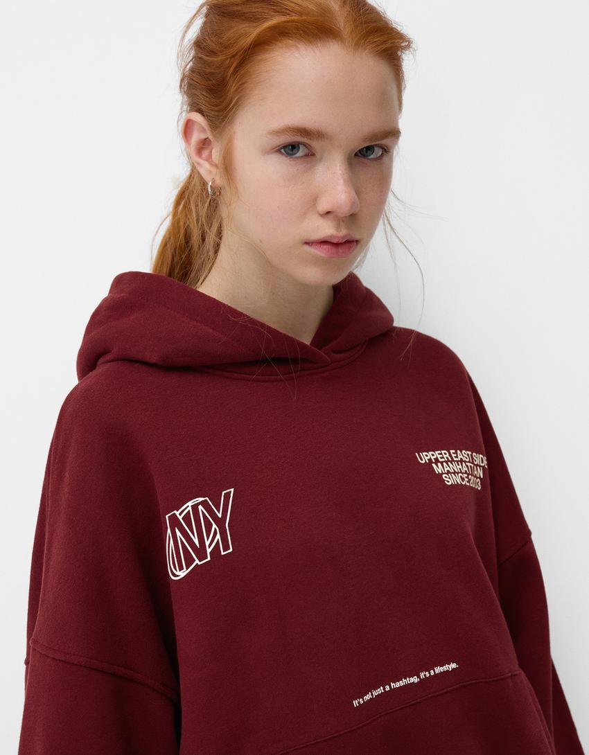 Sweatshirt capuz padrão-Bordeaux-4