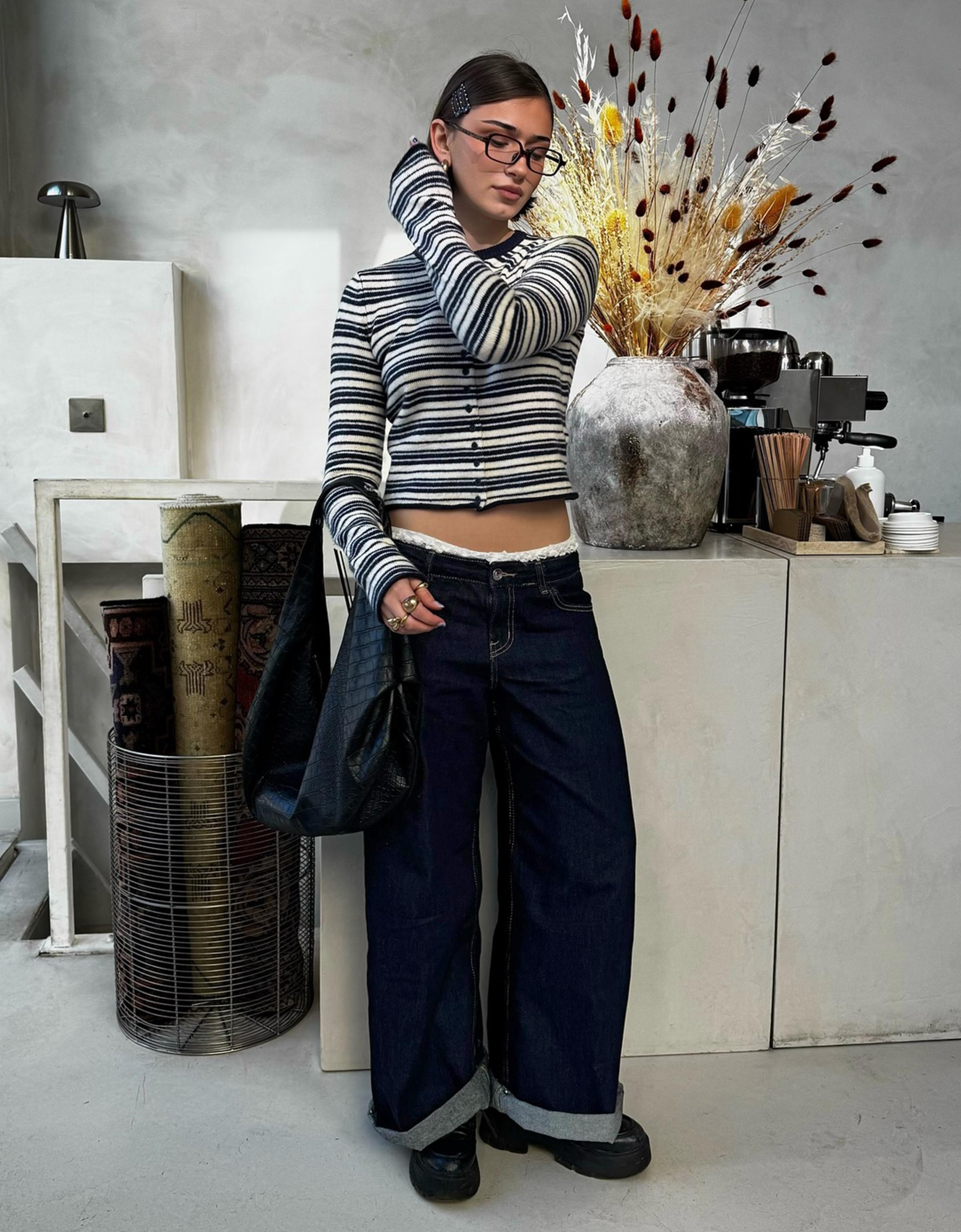 Düşük bel geniş paça jean - Görsel 14