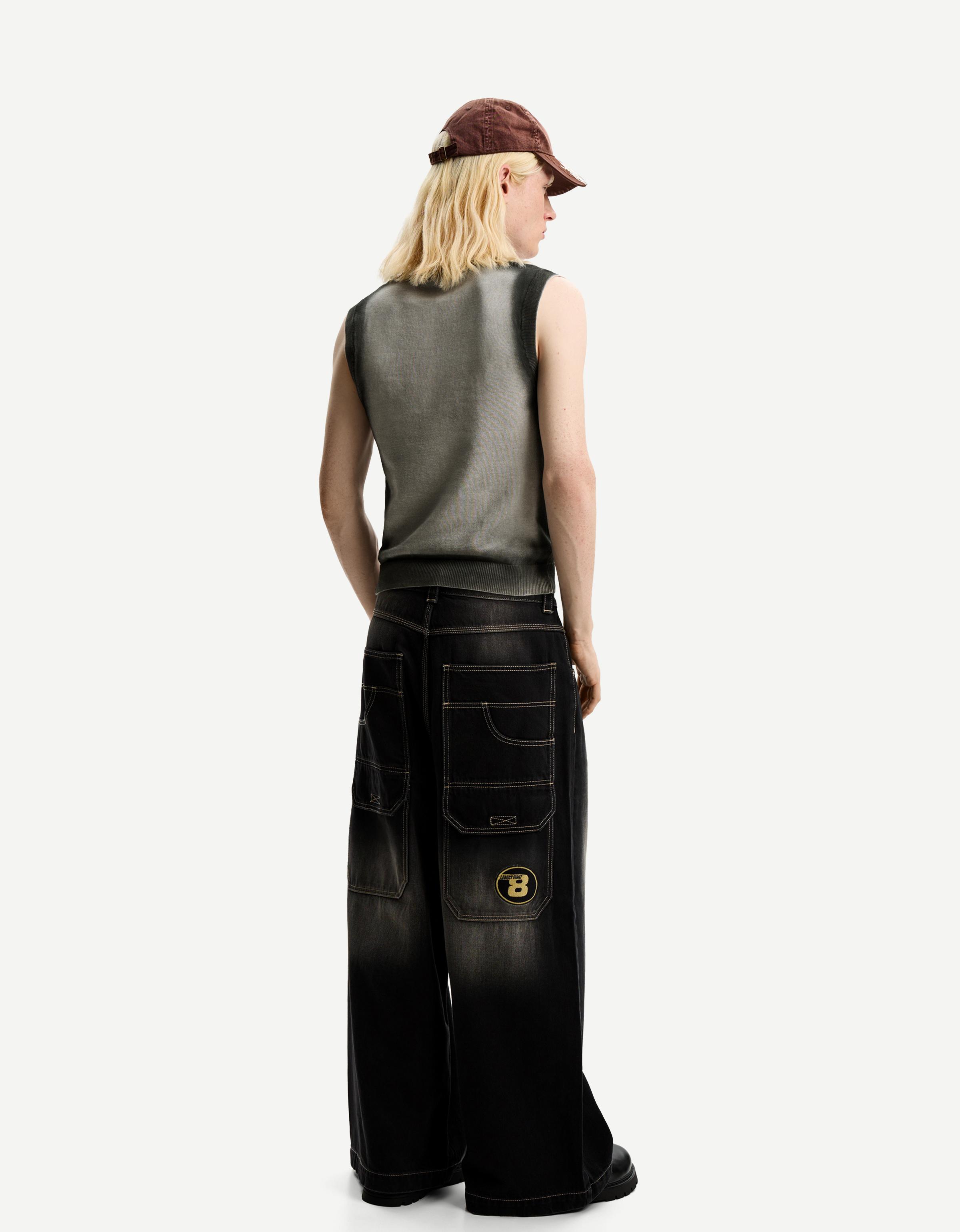 【BERSHKA】Contrasting Ribbed Trims T-Shirts ベルシュカ Short sleeve T-shirt with contrasting ribbed trims - T