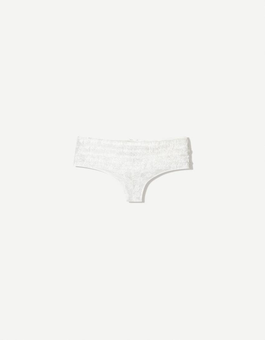 Fırfırlı culotte külot-Beyaz-5