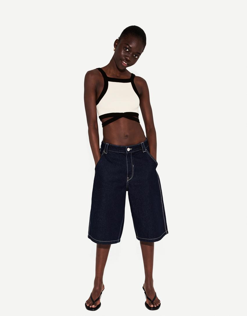 Top tirantes cut-out tiras contraste