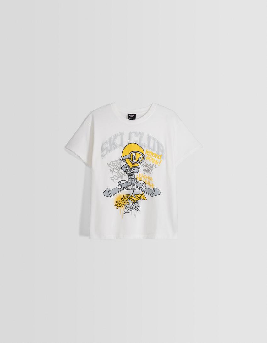 Tweety short sleeve print T-shirt-White-4