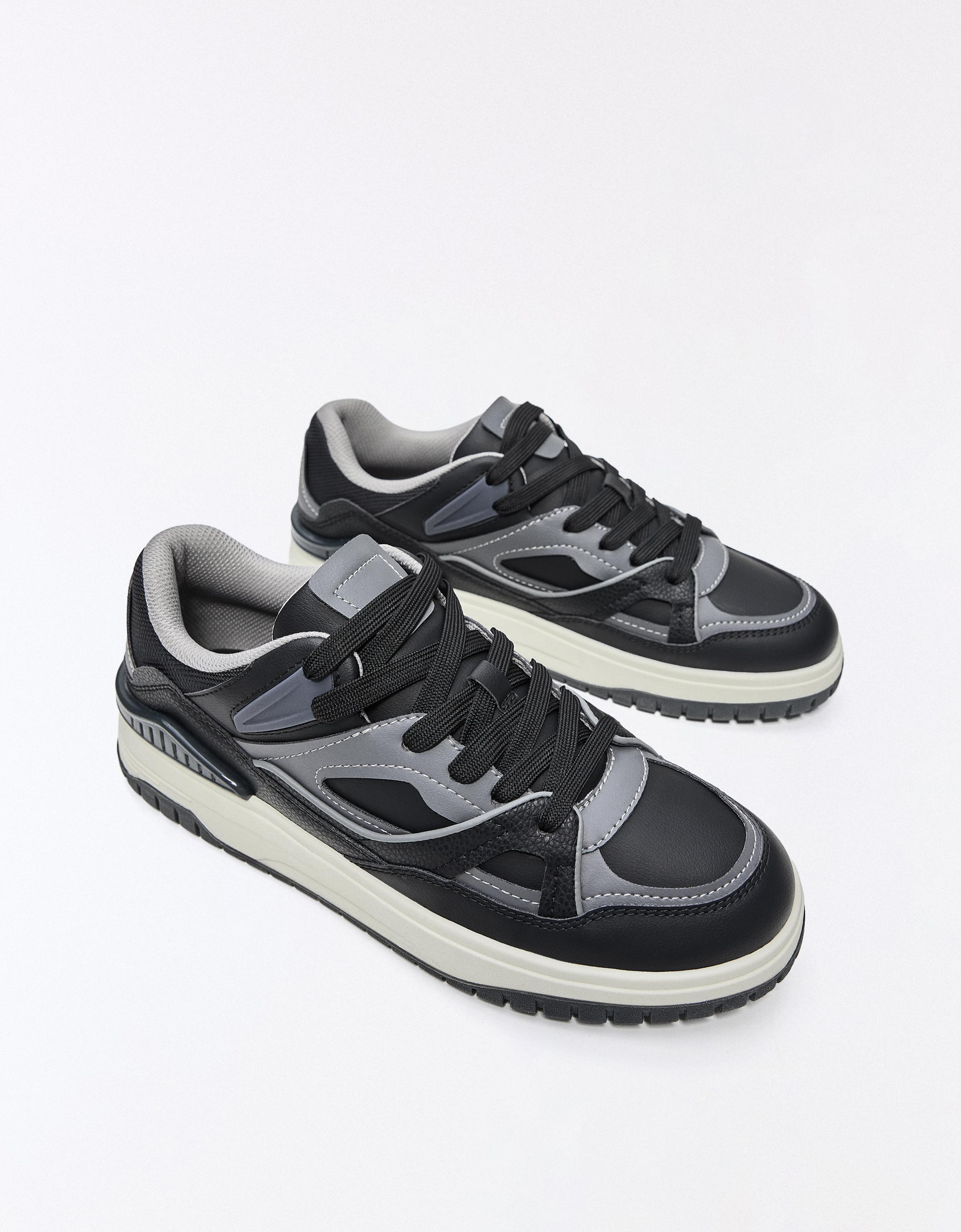 Chunky panelled trainers — BLACK