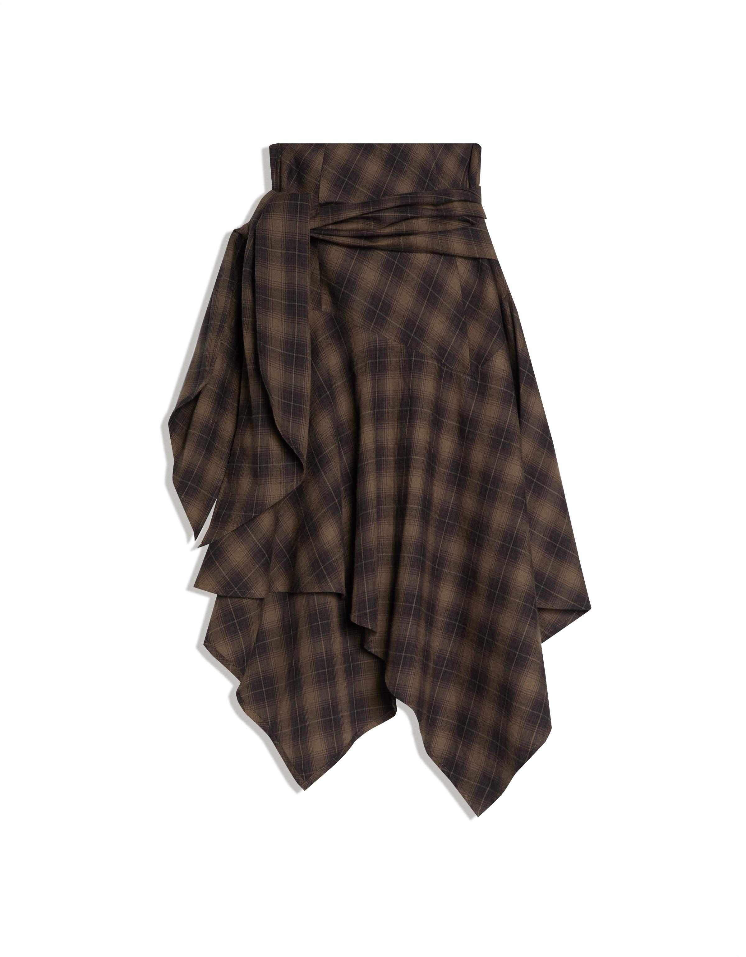 Printed tie midi skirt - Brown
