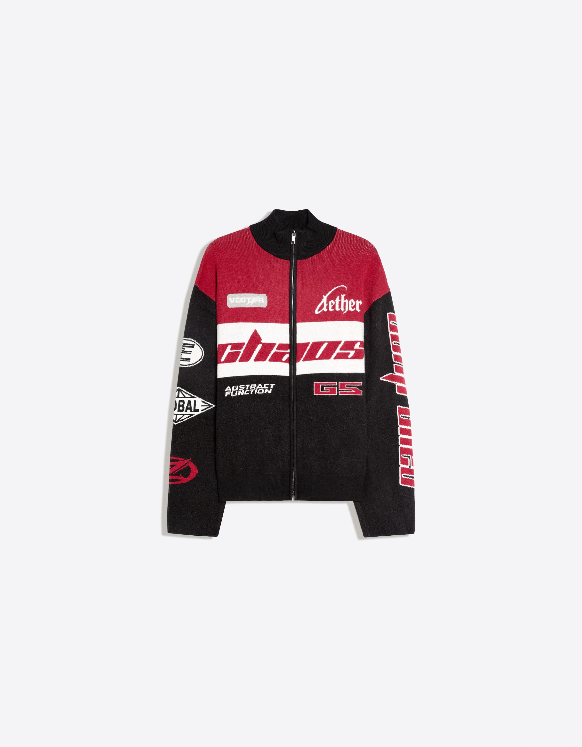 Bershka Chaqueta Punto Racing Hombre L Negro