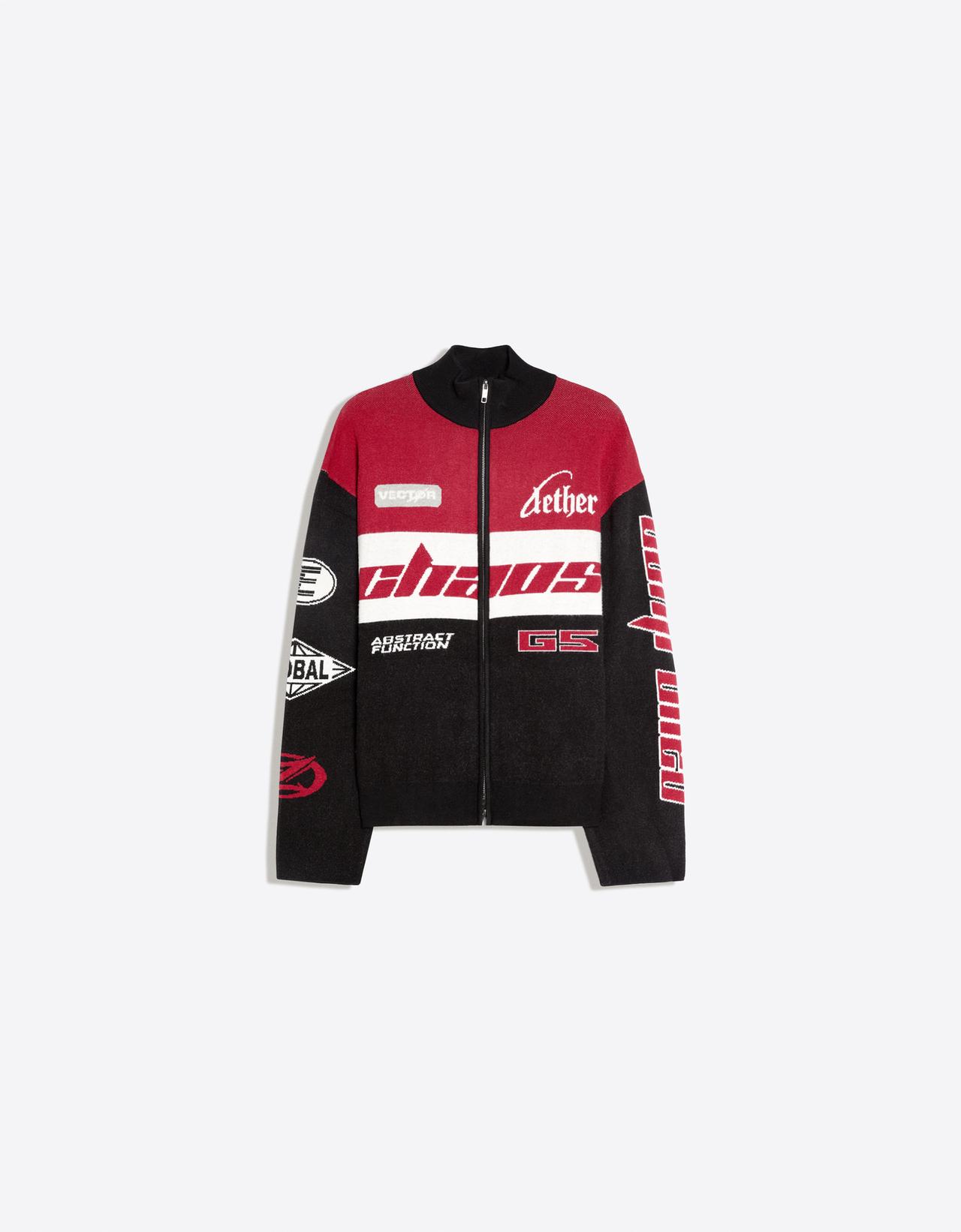 Racing zip-up knit jacket — Black