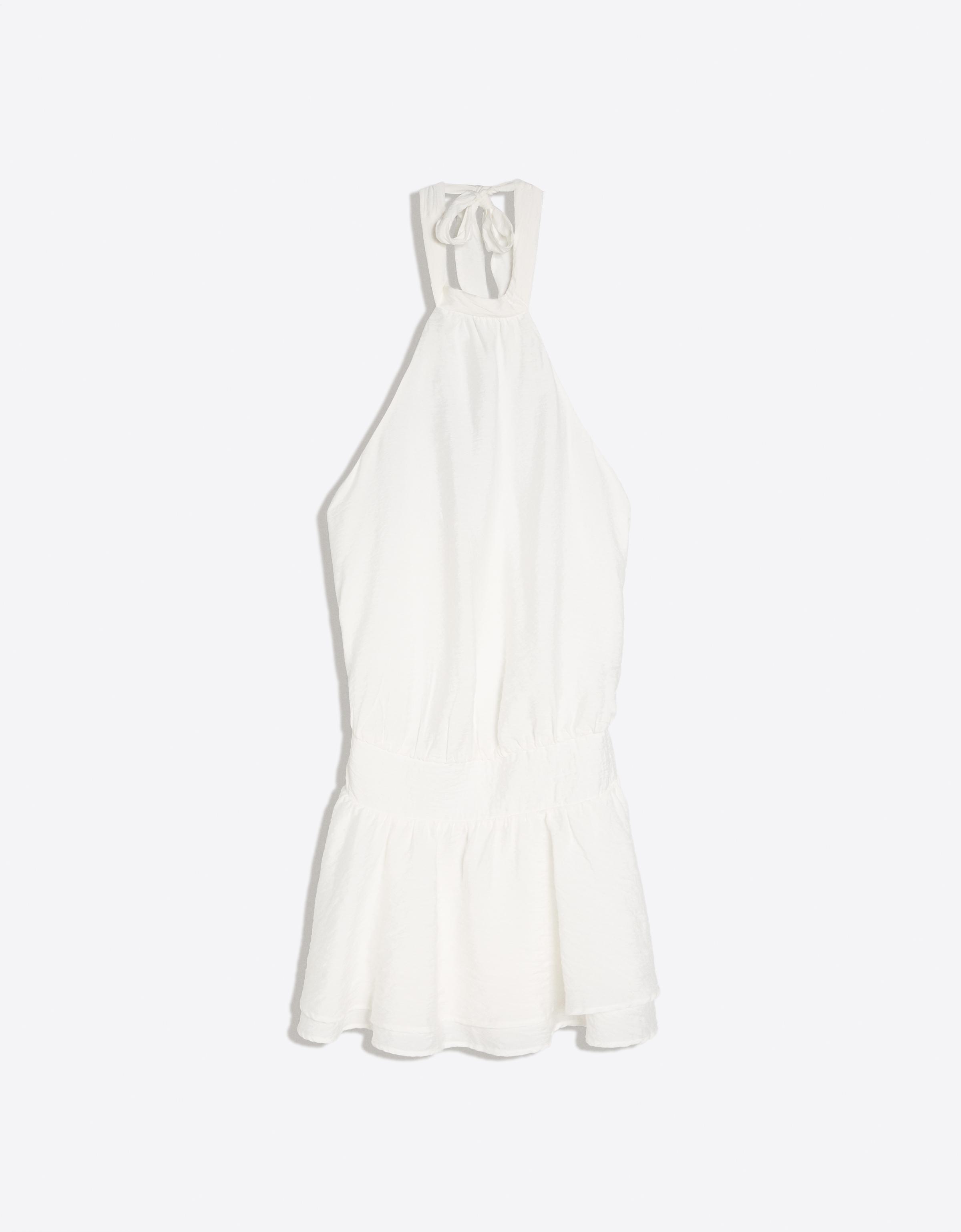 Halter neck mini dress — White