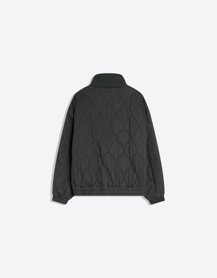 Cable-knit embroidered jacket-Dark grey