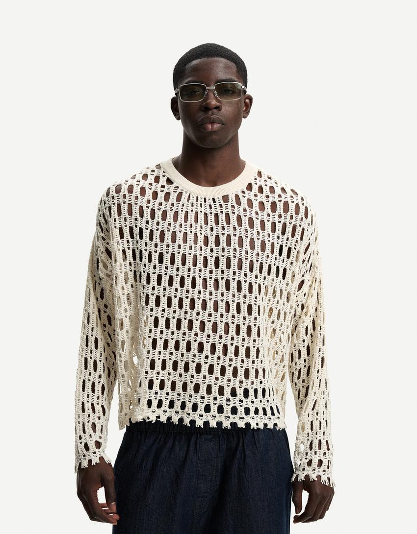 Open-knit sweater-Off white-0