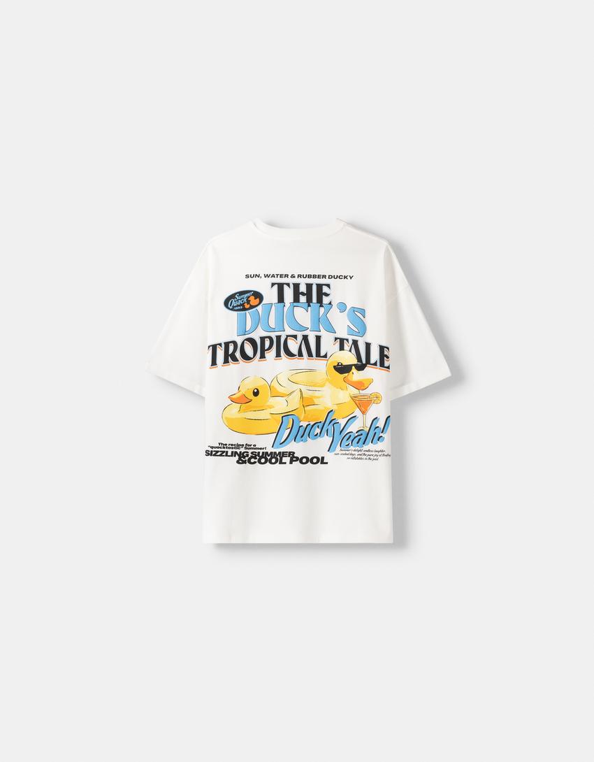 Short sleeve T-shirt with print-Cream-5