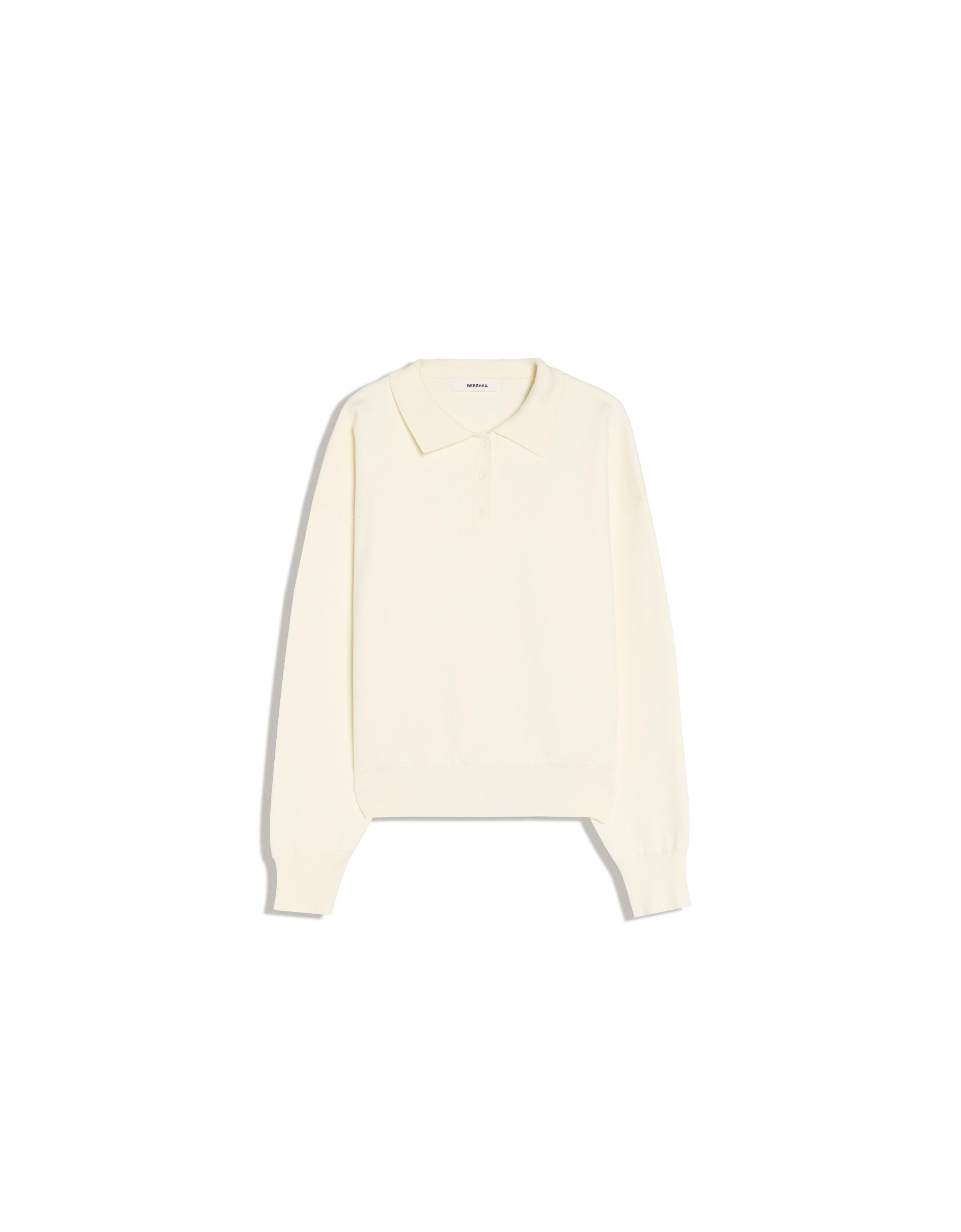 Oversize polo collar jumper — Cream