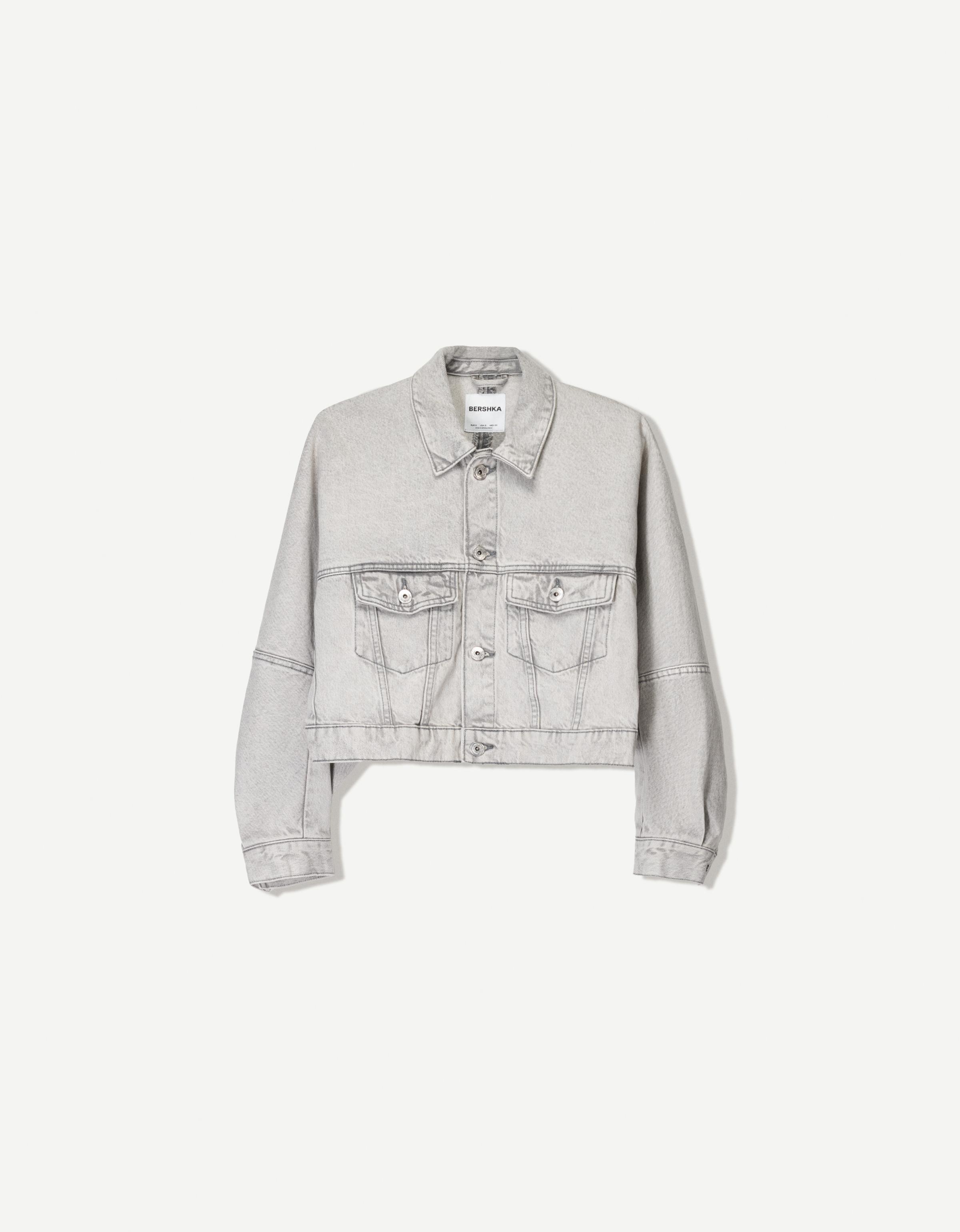 Cropped balloon denim jacket - Women | Bershka