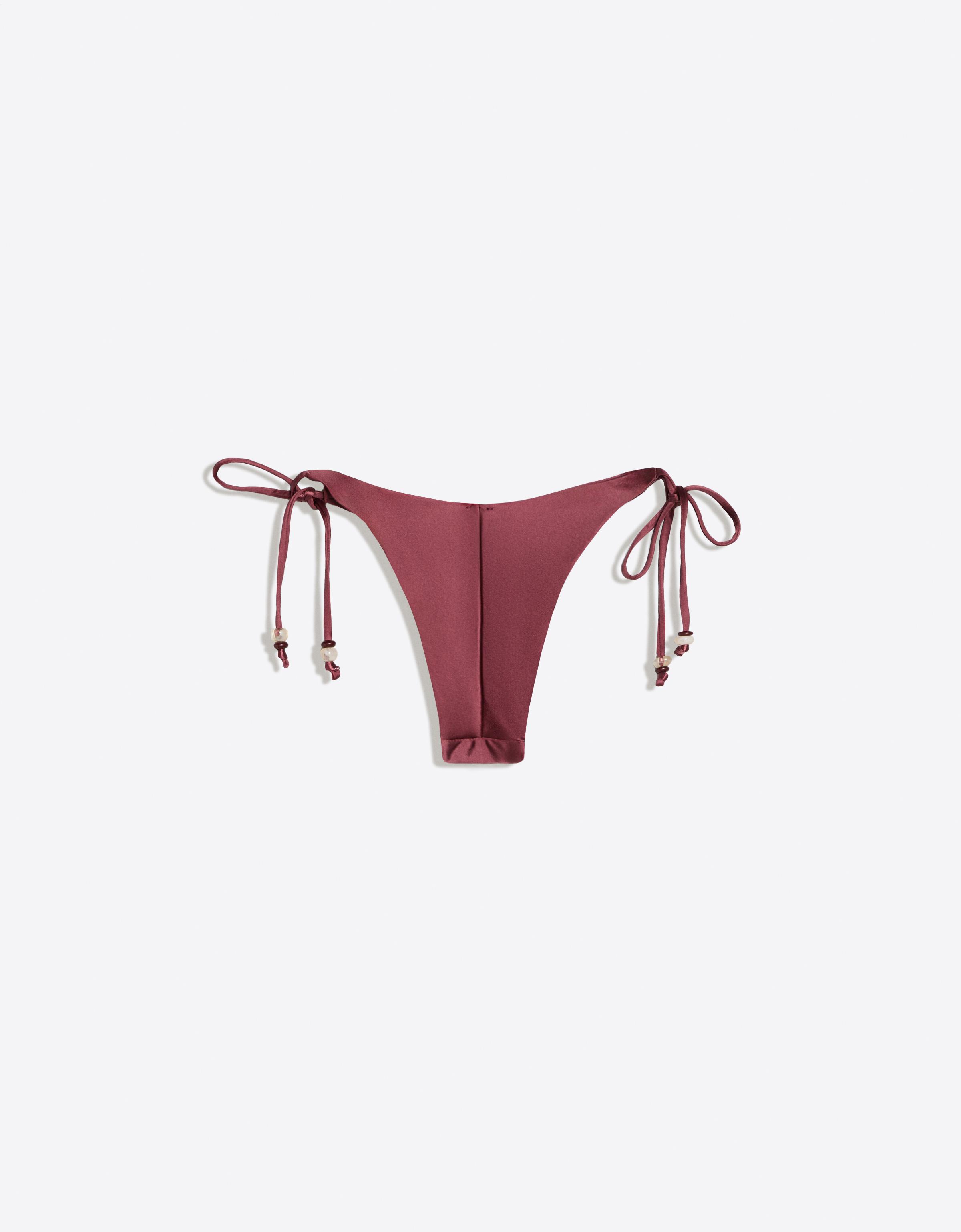 Satin bikini bottoms — Maroon