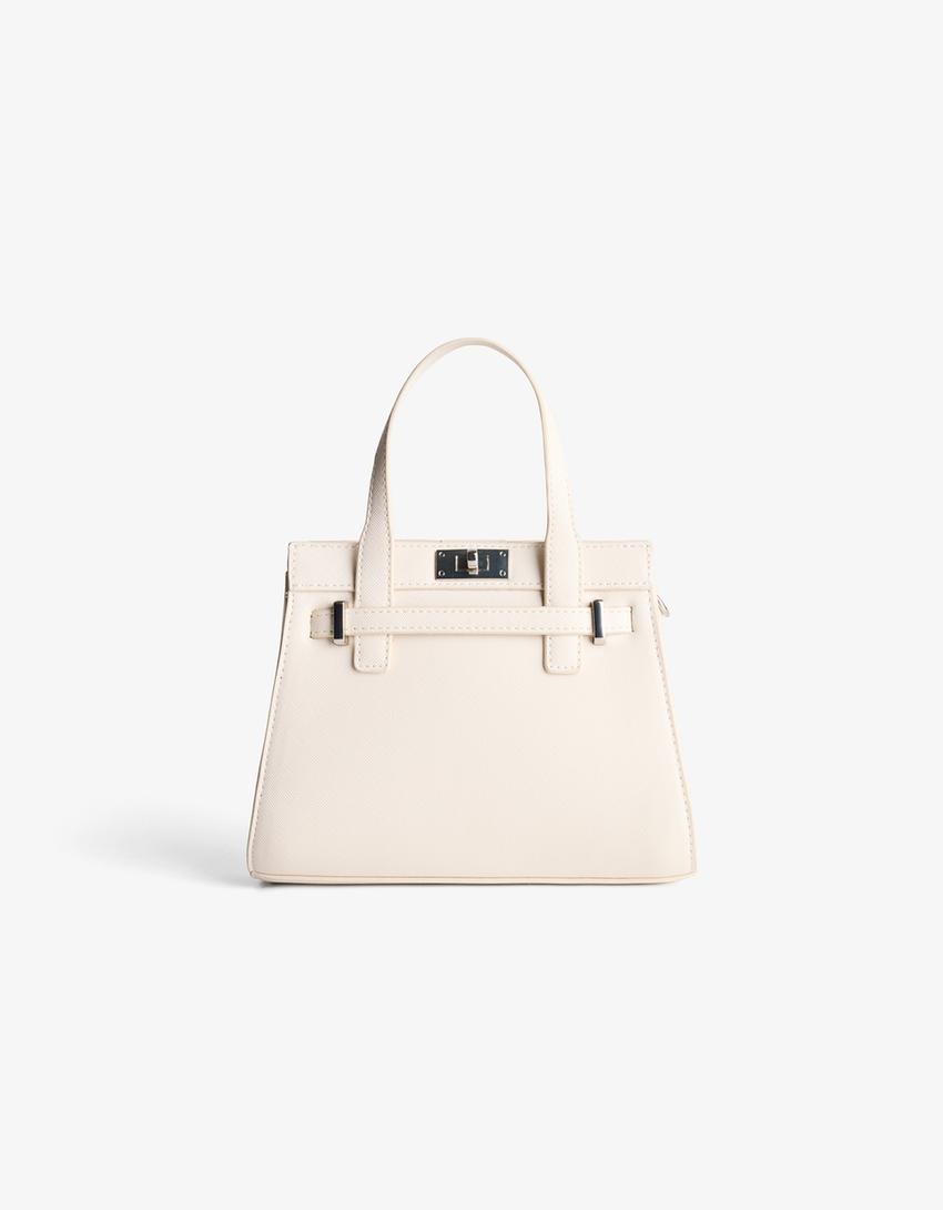 Teksturirana clutch torbica-Krem boja